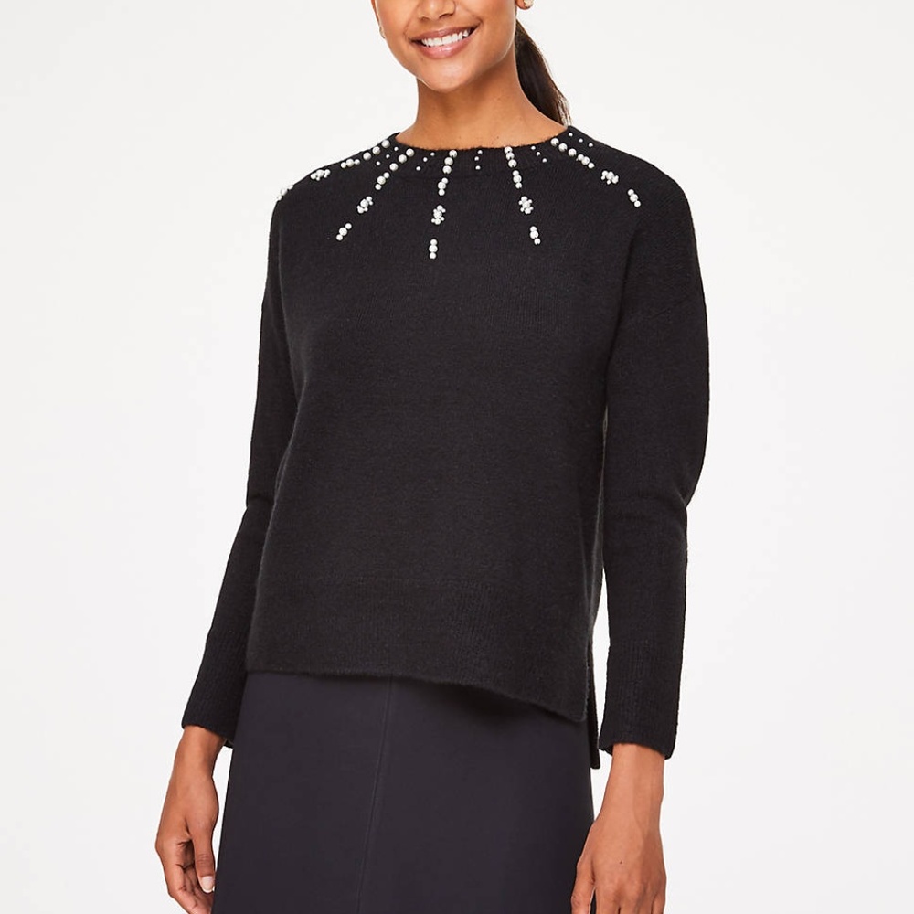 ✨NEW✨ LOFT Pearl Neckline Embellished Sweater